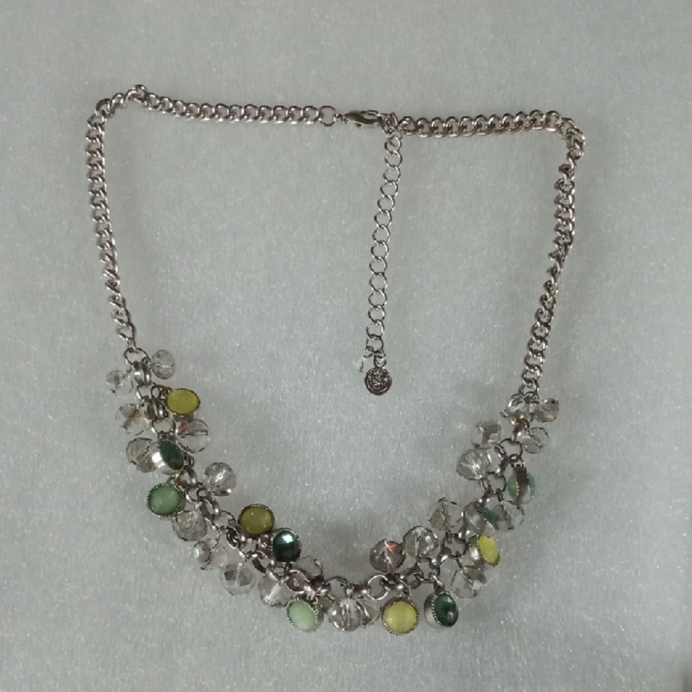 Vera Wang Silver- Glass And Faucet Bead Necklace #A220